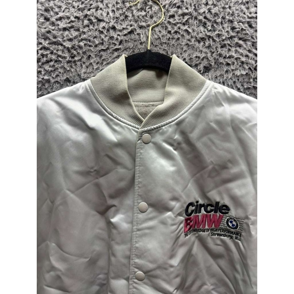 Vintage‎ Felco Circle BMW Nylon Satin Full-Snap Bomber Jacket Gray Mens Size L - Picture 3 of 13